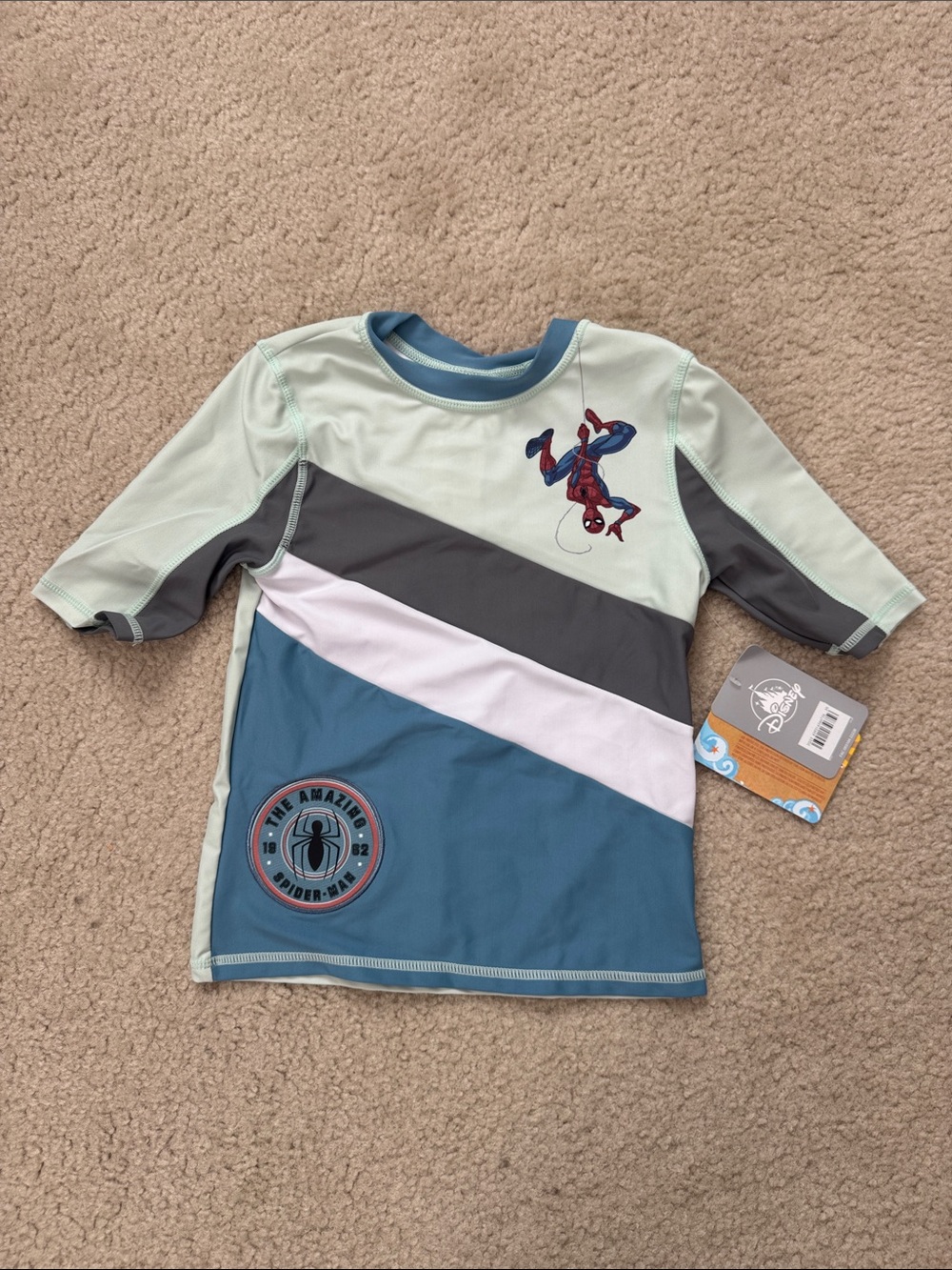 NWT Marvel Kids Spider-Man Short Sleeve Rash Guard - Size 5/6